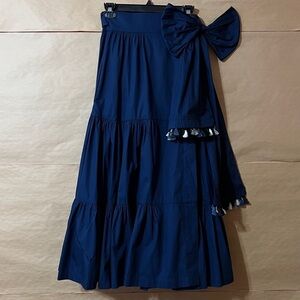 Silvia Tcherassi | Michaela Skirt Tiered Wrap Cotton Midi Skirt Tassel Size M